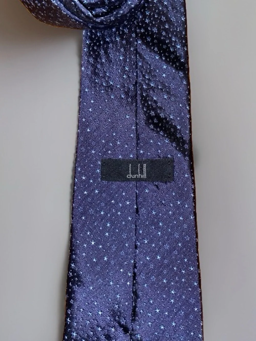 Dunhill Navy Tie with Light Blue Star Pattern